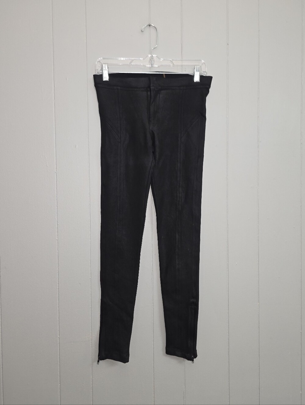 Heather Black Faux Leather Coat Leggings Size S